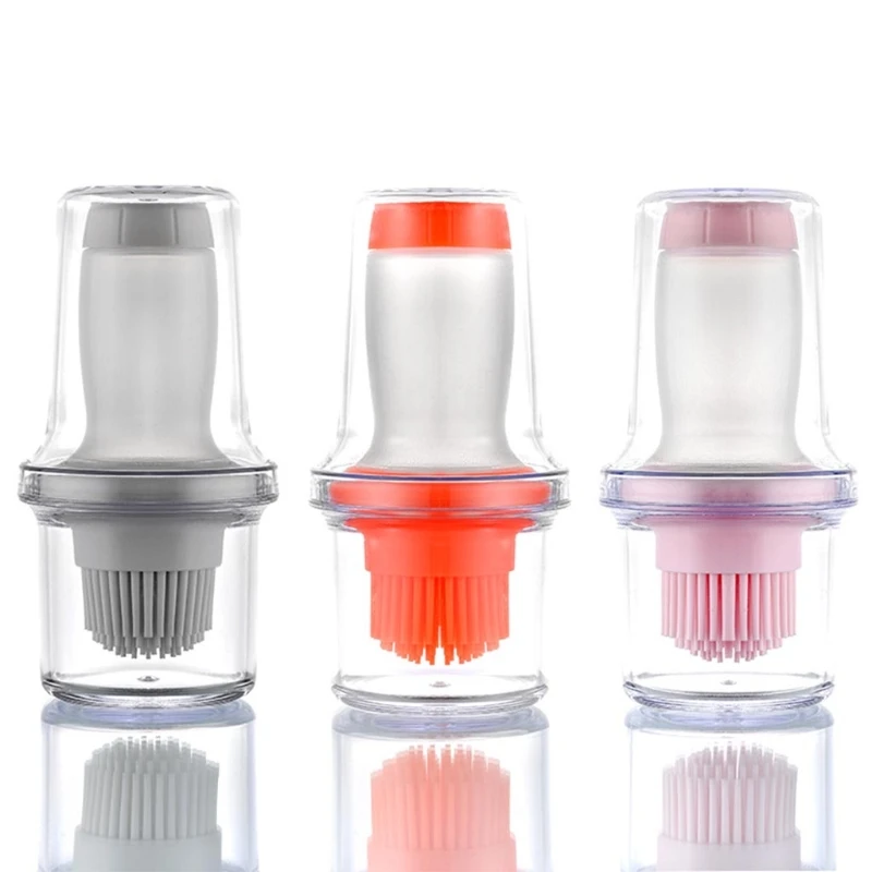 Portable Silicone Oil Brush Bottle Barbecue Brush with Protective Cover Heat Resistant Baking Tools Pastry BBQ Outdoor