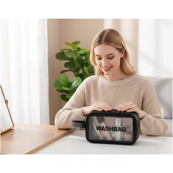 Borsa da viaggio portatile Borsa da viaggio trasparente impermeabile per trucco Custodia per cosmetici di grande capacità Custodia da donna di bellezza