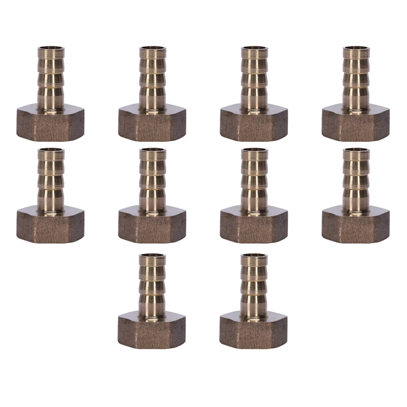 

10X Gold Brass Fitting 10Mm Hose Barb 1/2 Inch NPT Female Thread Straight Connector