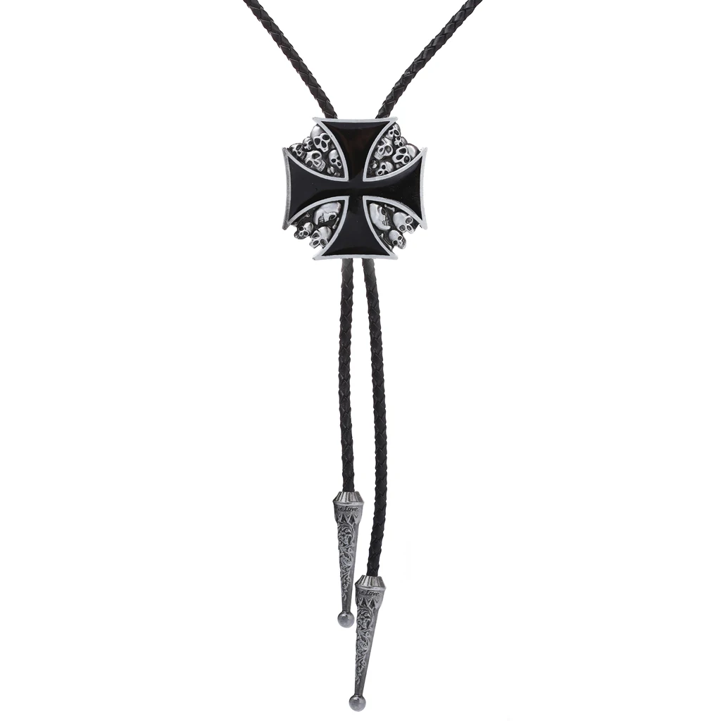 

Punk style big cross skull Bolo tie