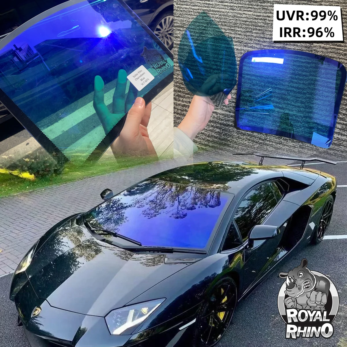 thumbnail image 1 of Película de protección solar para parabrisas de coche Blue Chameleon VLT 60%-75%, anti-UV, 99%, láminas protectoras decorativas para ventanas de coche, 1 of 4