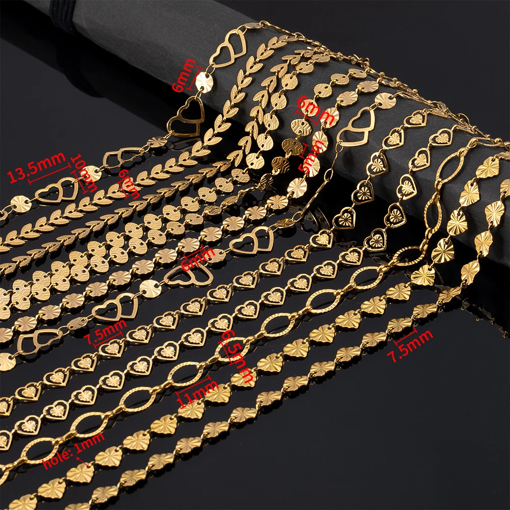 2 Meter Edelstahl goldene lange Kette für DIY Frauen Armband Halskette Schmuckzubehör Zubehör Multi-Größe Multi-Form – Detail 2