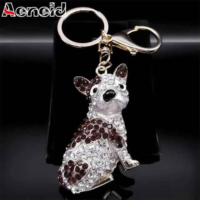 Bulldog Faux Leather Keychain & Handmade Personalised Gift 
