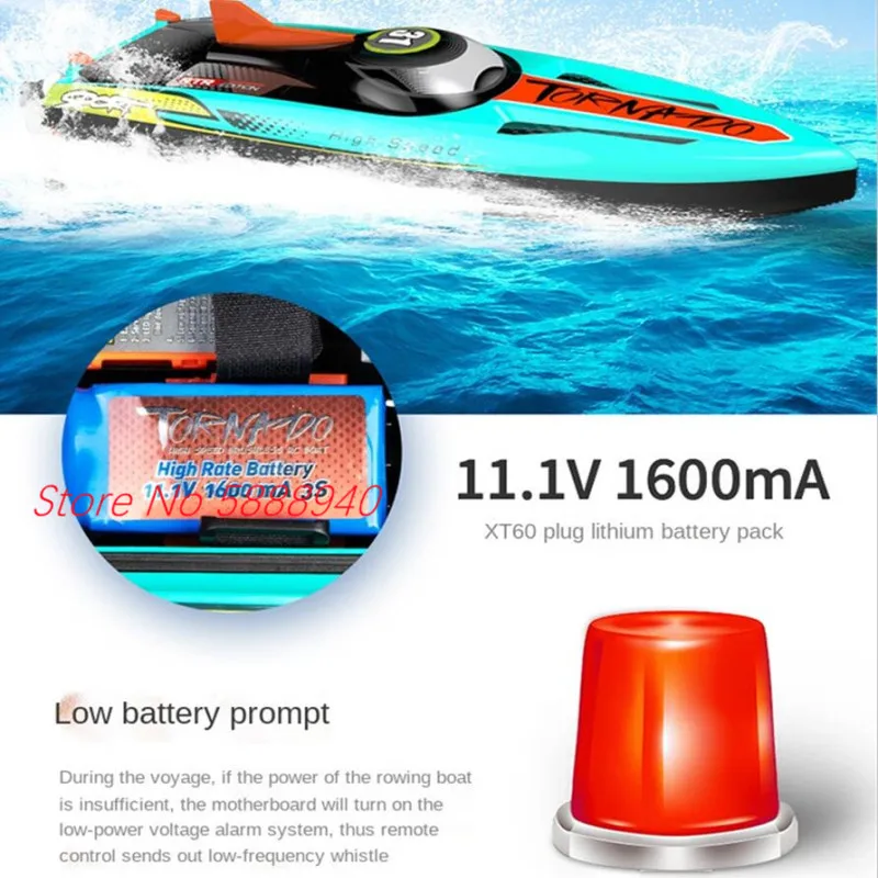 Bateau RC Télécommandé Hautes Performances - 3 Couleurs, Lot Batterie