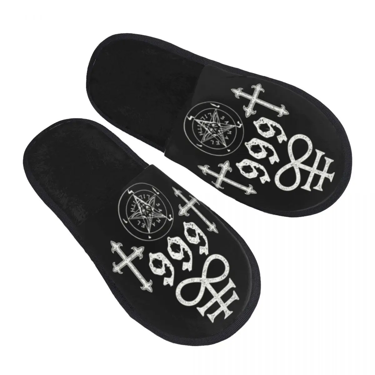 

Leviathan Cross Satan 666 House Slippers Women Comfy Memory Foam Baphomet Satanic Symbols Slip On Spa Slipper Shoes