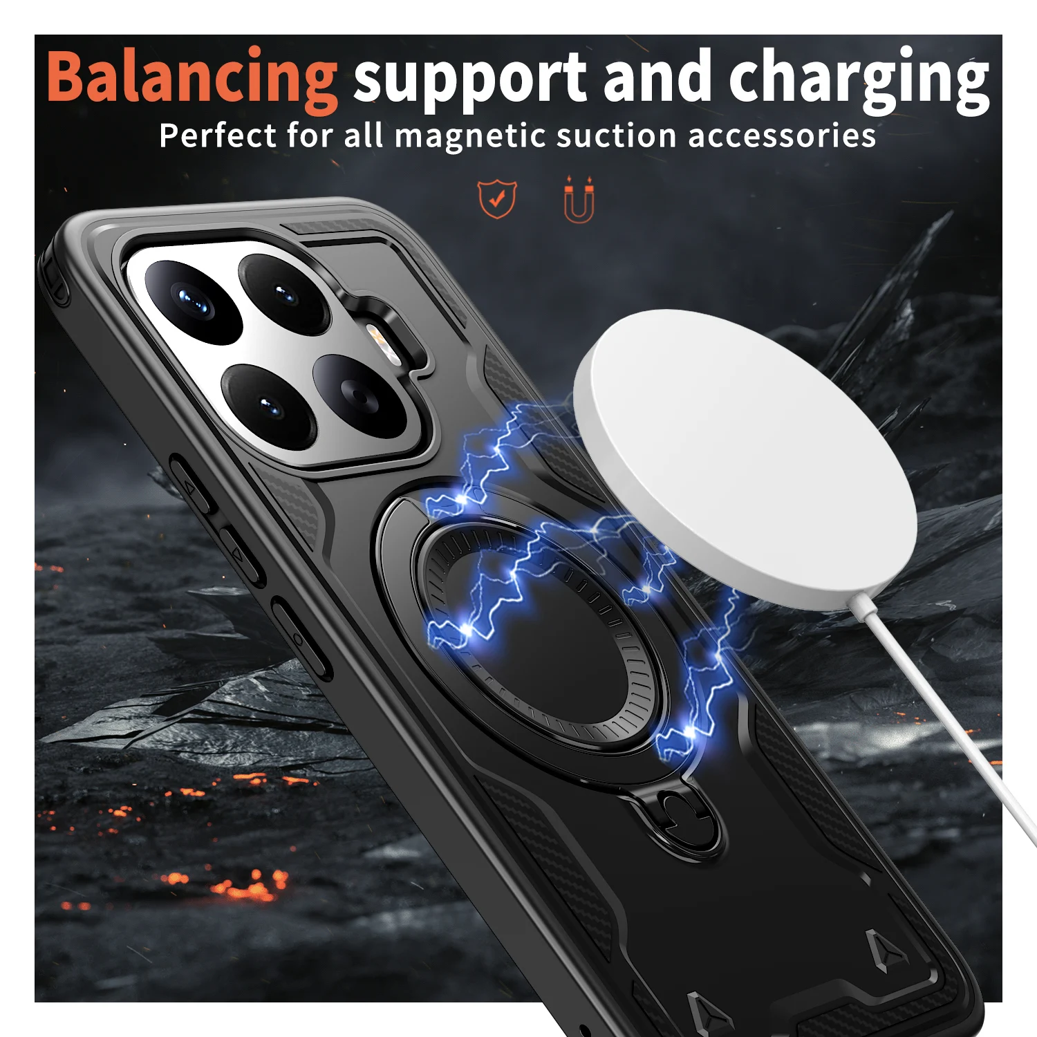 Luxury 360° Rotate Magnetic Stand Holder Shockproof Armor Tough Phone Case Cover