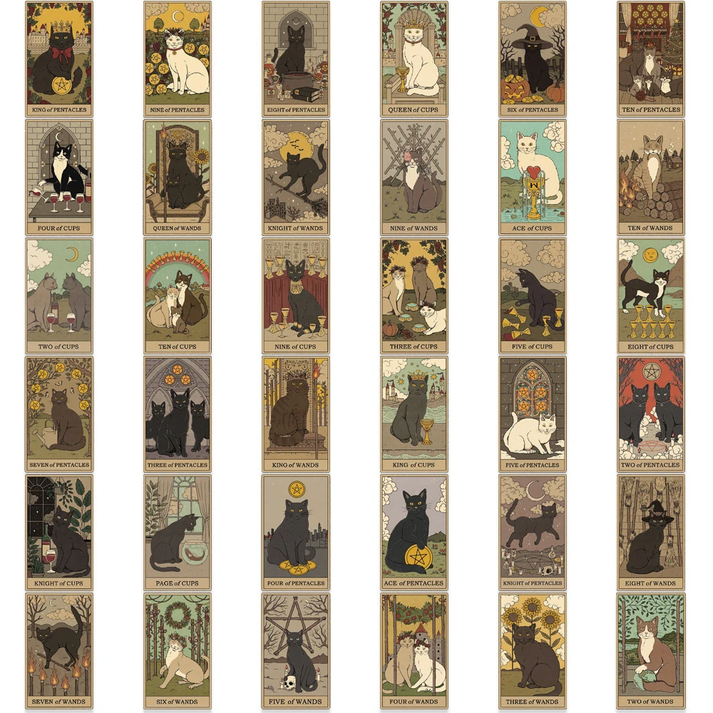 10/30/72개 빈티지 클래식 고양이 타로 카드 스티커 고딕 스타일 데칼 문구류 여행가방 노트북 기타 쿨 스티커 장식