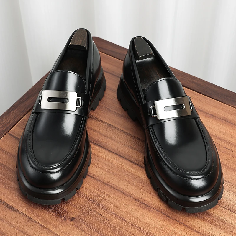 Leather shoes man, suit foot, formal marriage, upscale, handmade, round head, height, work wear