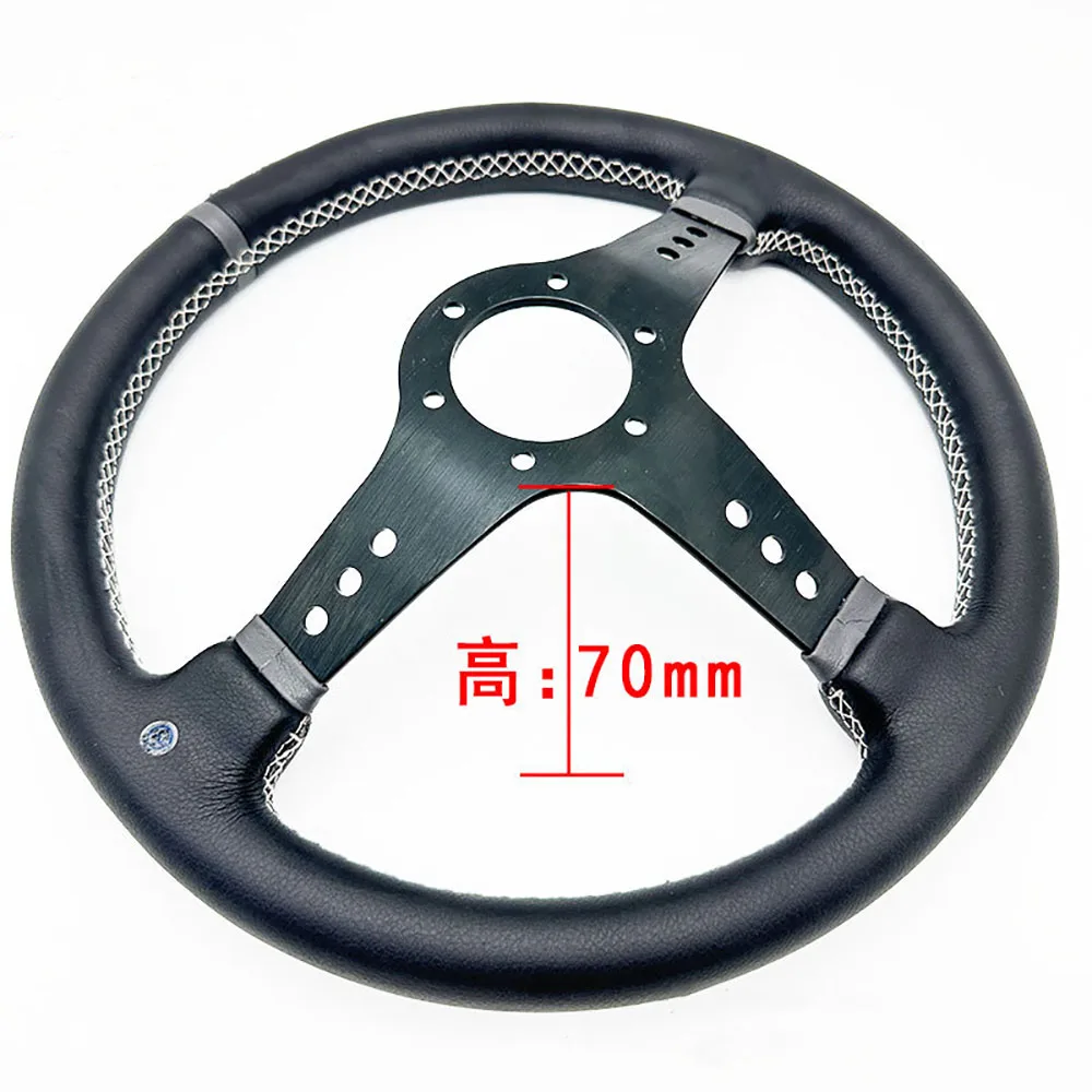 14 Inch Concave Car Modified Steering Wheel Leather And Suede Racing Sports Steering Wheel Personalized Universal Type steering wheel knob steering wheel booster ball steering wheel shifter steering wheel covers steering wheel adapter steering wheel controller steering wheel paddle extension