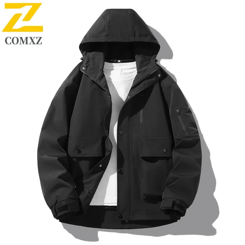 COMXZ Mens Jacket Minimalist Hooded Mountaineering Windproof Jacket Daily Wear Comfortable Lightweight Autumn Outdoor Clothing