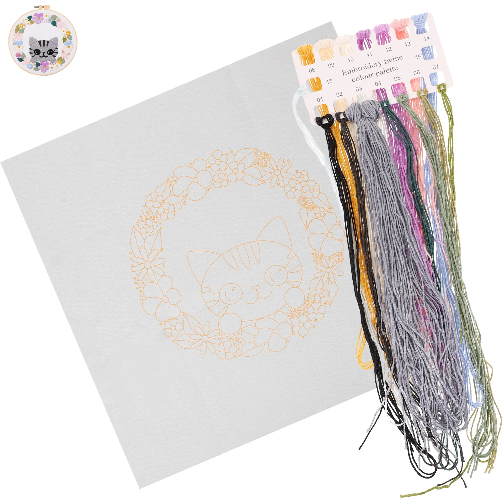 Kat Borduurtas Beginner Kit Voor Cadeau Haak Kits Materiaal Kruissteek Hand Katoen Volwassenen Stiksel Kind