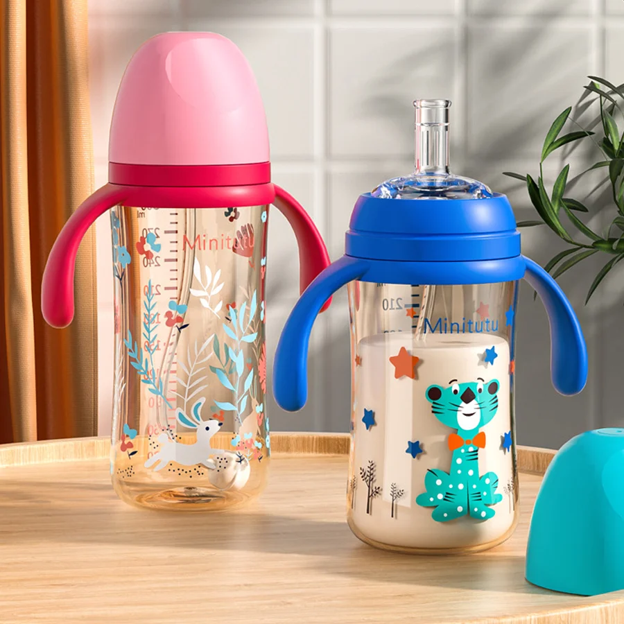 Duckbill Cup Baby Feeding Utensils 240ml baby sippy cup PP water cup heat-resistant for babies over 10 months Gravity ball design No leakage when inverted