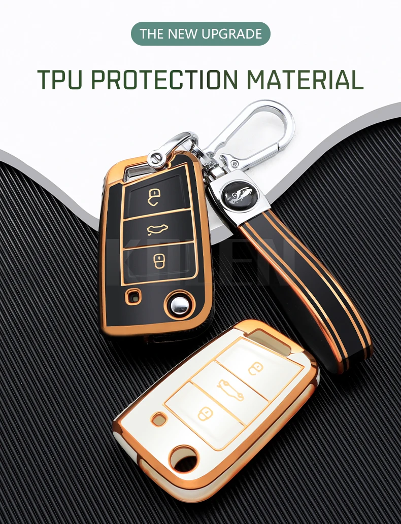 Fashion TPU Car Flip Key Case Cover Shell per VW Volkswagen Golf 7 MK7 Tiguan MK2 per Seat Ateca Leon FR 2 Ibiza Skoda Octavia - S5064f59805ca426488055f128e7077d83