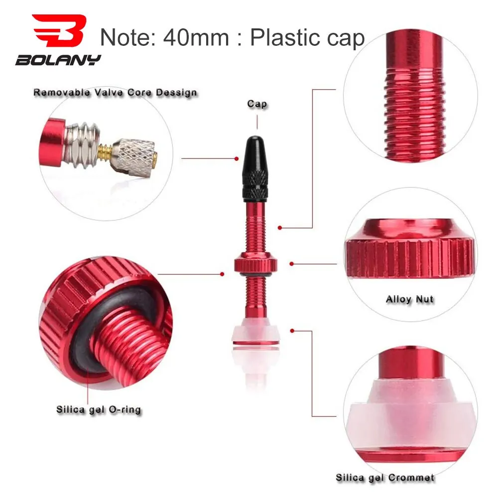 BOLANY 1PCS Fahrrad Ventil 40mm/60mm Rennrad Vakuum Düse Für Fahrrad Tubeless Reifen Kern Aluminium legierung Ventil Zubehör – Detail 6