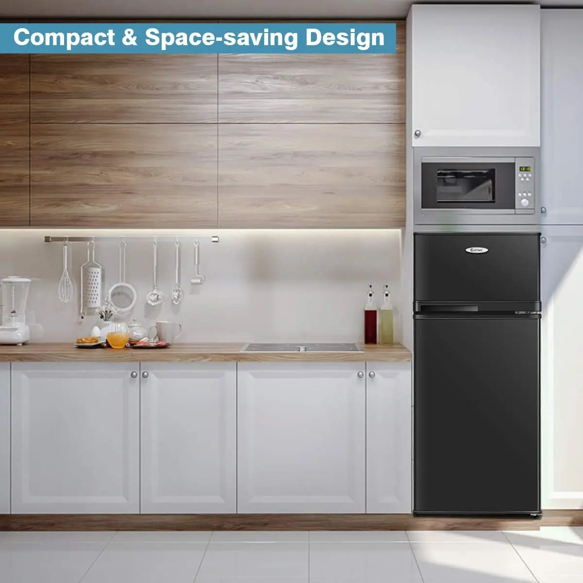 Compact Refrigerator 3.4 Cu. Ft. Classic Fridge with Adjustable Removable Glass Shelves Mechanical Control Recessed Handle 3