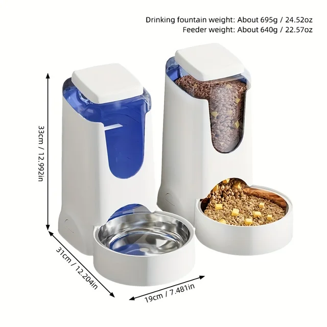 Automatic Pet Feeder/Water Dispenser, Gravity Vision Dog Feeder Water Dispenser With Stainless Steel Bowl, Indoor Dog Automatic 6