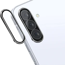 Diamond Camera Screen Protector with 9H Tempered Glass and Metal Lens Cap - Galaxy A26 5G (Black 01)