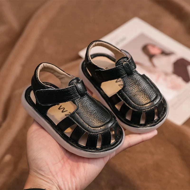 Baby Girls Boys Genuine Leather Sandals Cartoon Children Summer Beach Shoes Toddler Kids Soft Sole Anti Slip Infant Casual Shoes