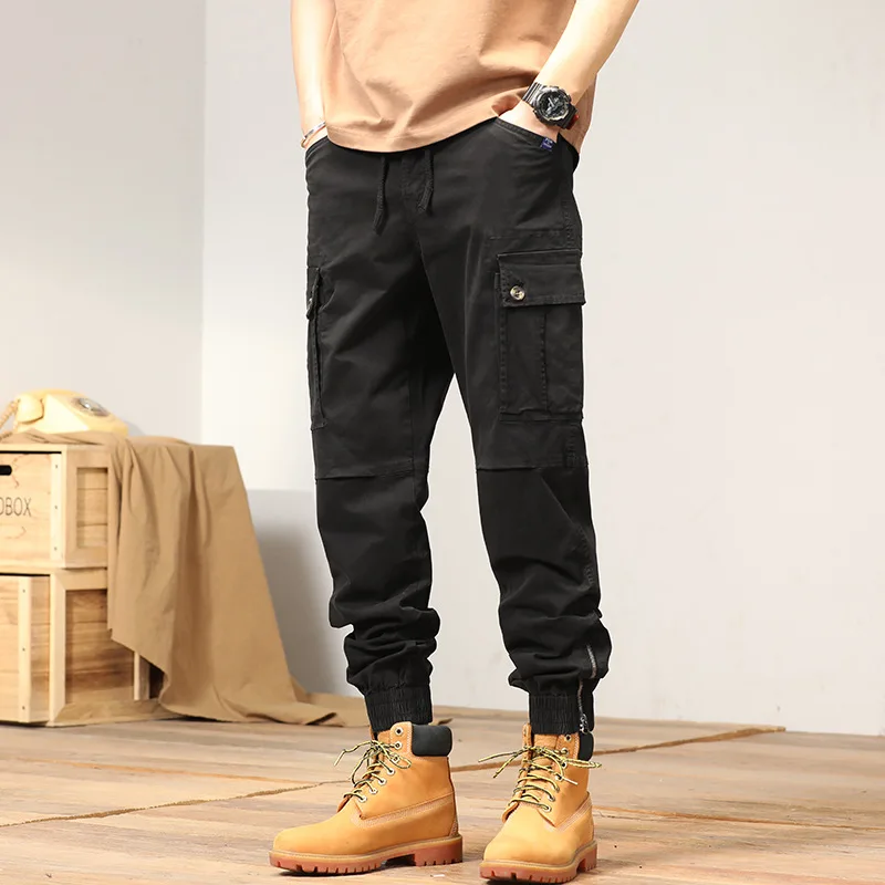 

Spring Summer Straight Cargo Pants Men Multi-Pockets Army Military Slim Fit Work Joggers Casual Cotton Long Tactical Trousers