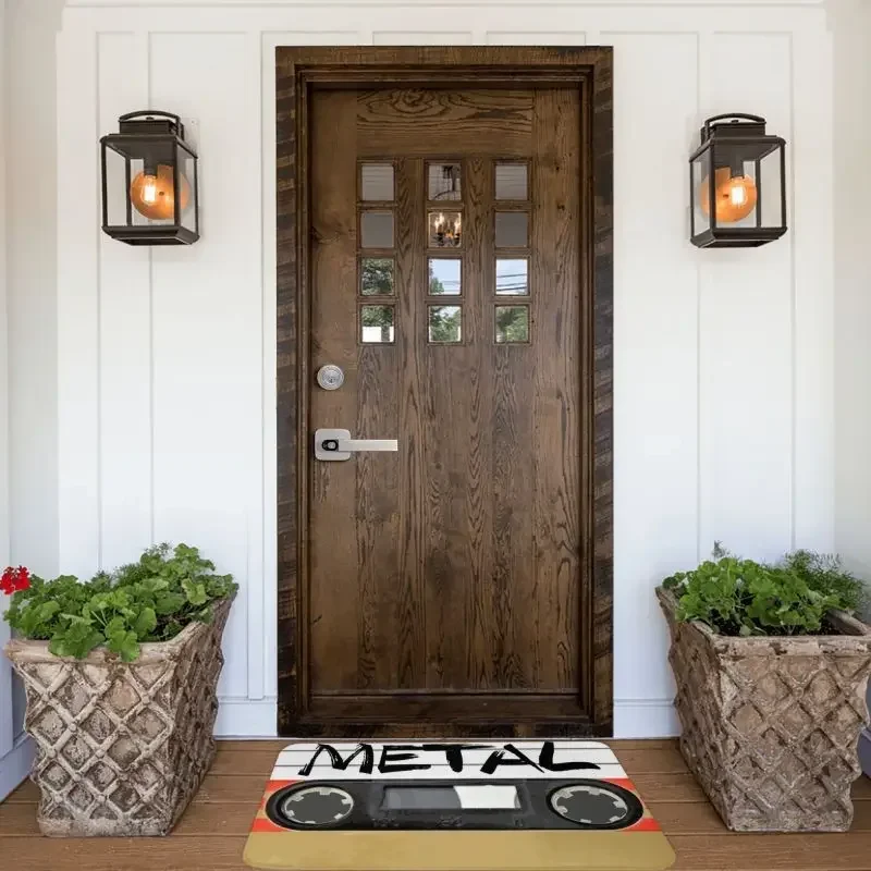 Heavy Metal Music Front Door Mat Anti-Slip Outdoor Quick Dry Music Lover Tape Doormat Kitchen Balcony Entrance Rug Carpet