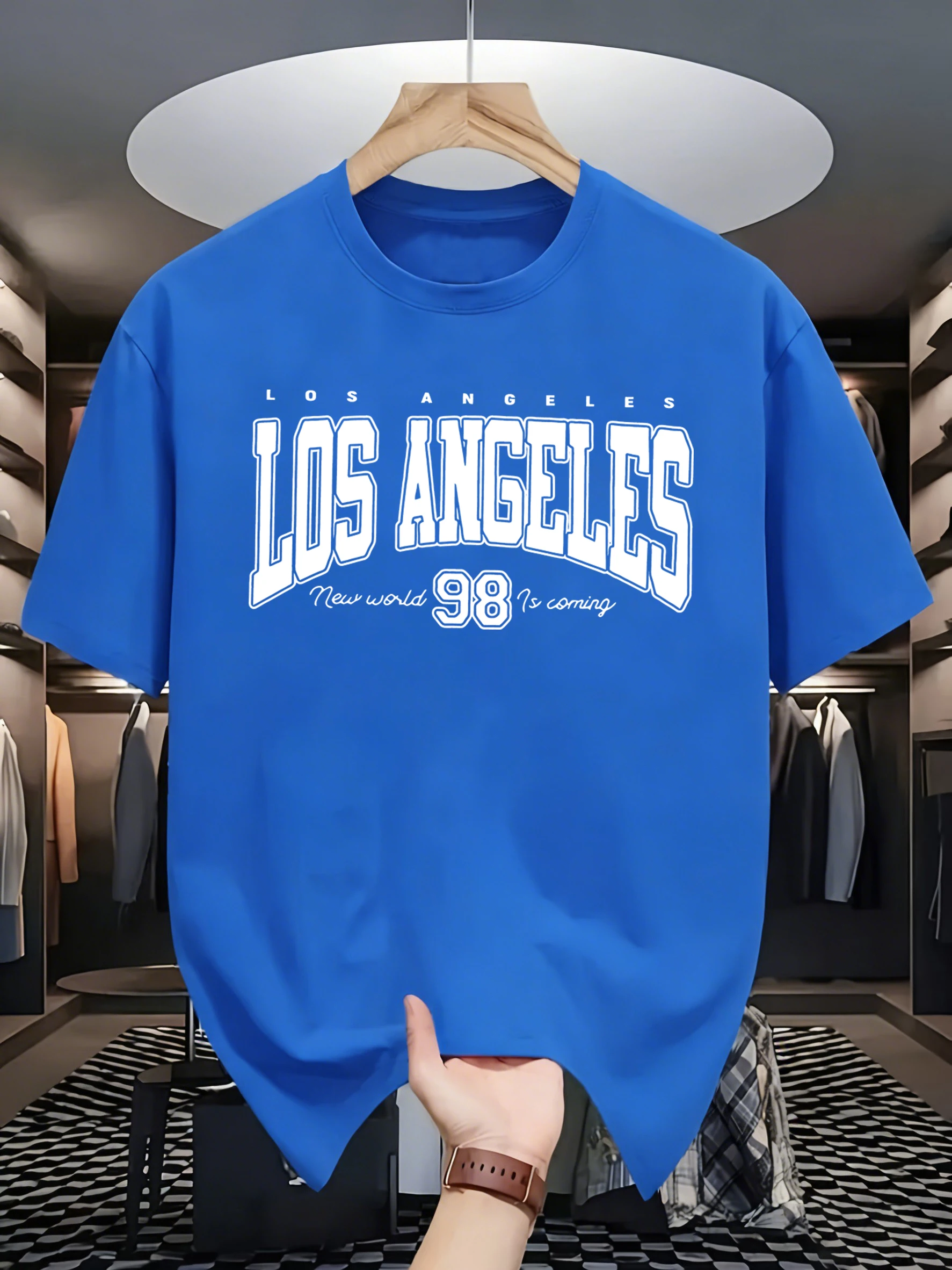 Los Angeles New World Is Coming T-Shirt Herrenmode, lockere Baumwolle, kurzärmelig, O-Ausschnitt, Sommerkleidung, Unisex, lässige Streetwear – Detail 20