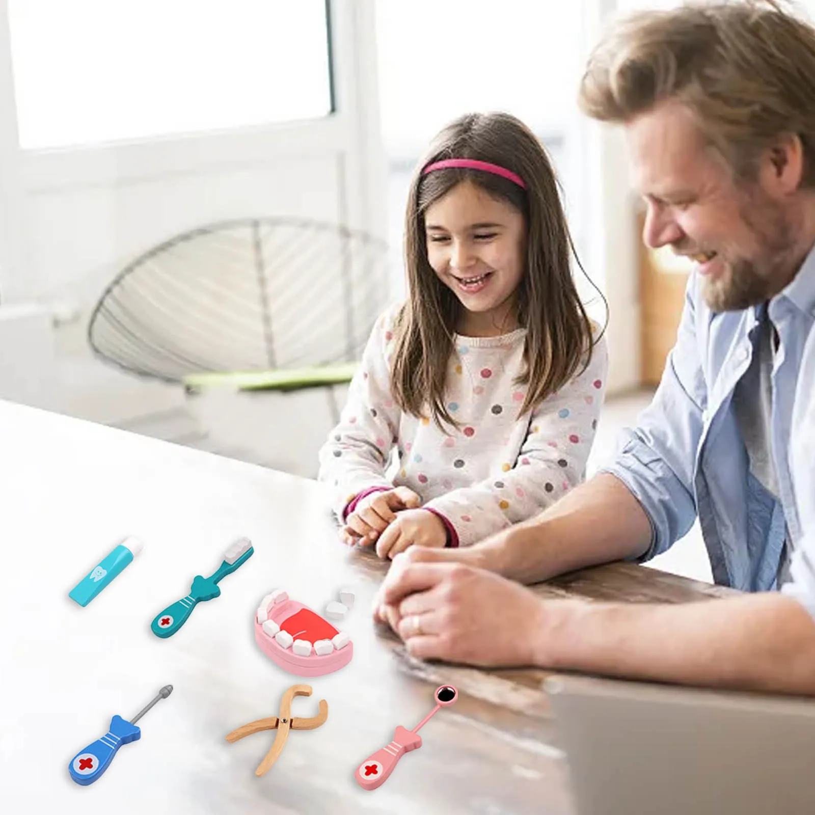 Creative Games for Kids 2-3 Children's Toy Set Toddler Doctor Toy Set 6 Wooden Tools Early Stem Building for Kids Ages 3-5