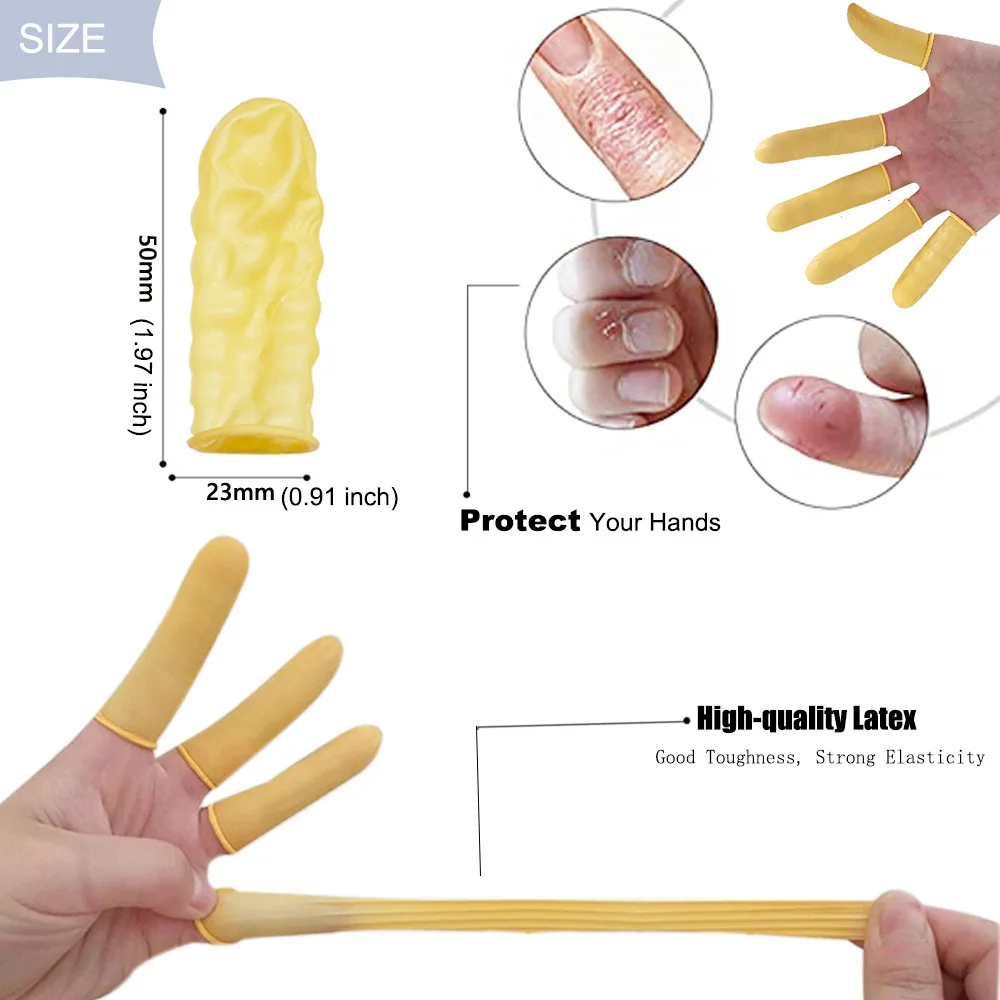 Disposable Latex Finger Cot Rubber Gloves 100pcs Nonslip Anti-static Fingertip Protector Finger Thumb Sleeve Glove