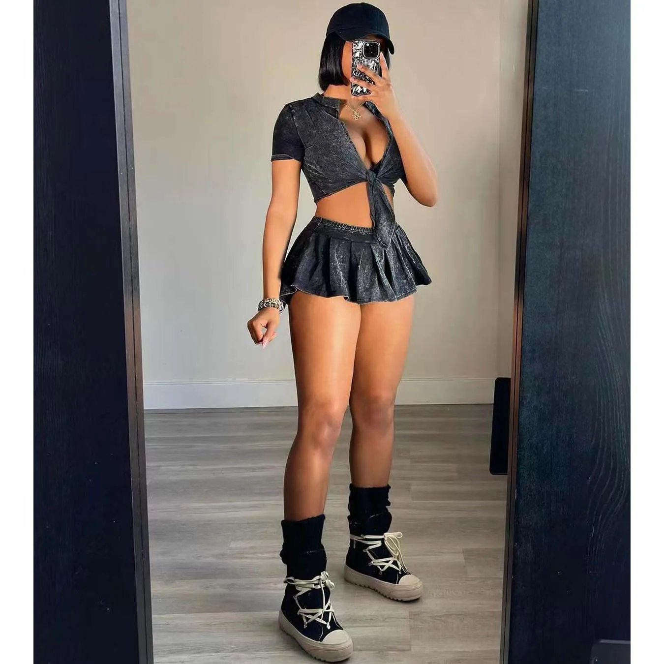 Summer Tie Dye 2 Piece Pantskirt Set Women Y2K Streetwear Sexy Crop Tops Pleated Dress Two Piece Set Skirts Outfits