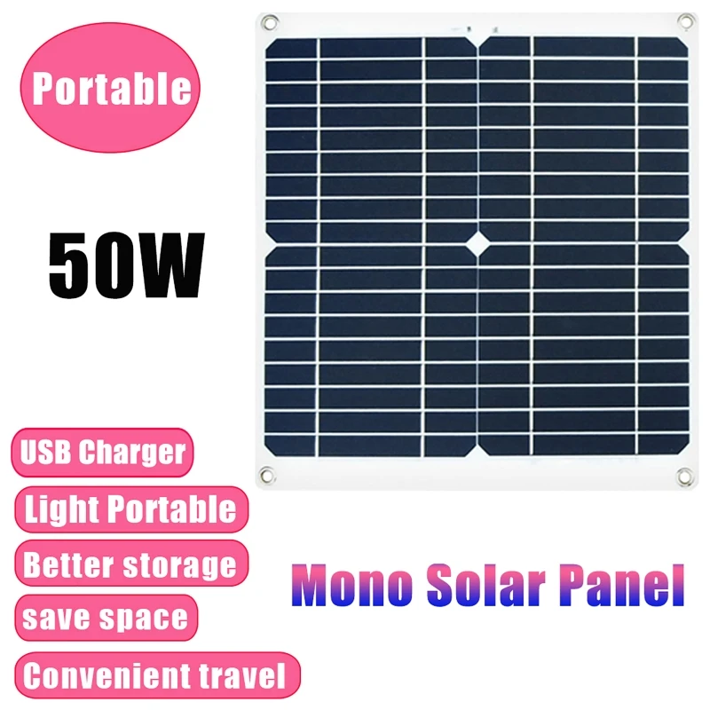 4000W Power Inverter 12V to 110 220V 50W Solar Panel 50A Controller Emergency Solar Power Generator Battery Charge USB Output