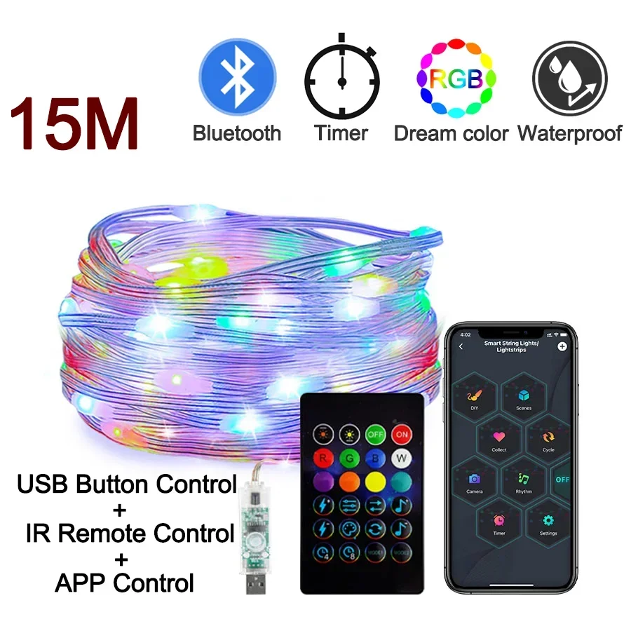 Dreamcolor Bluetooth Smart RGB LED Strip Waterproof Fairy Lights