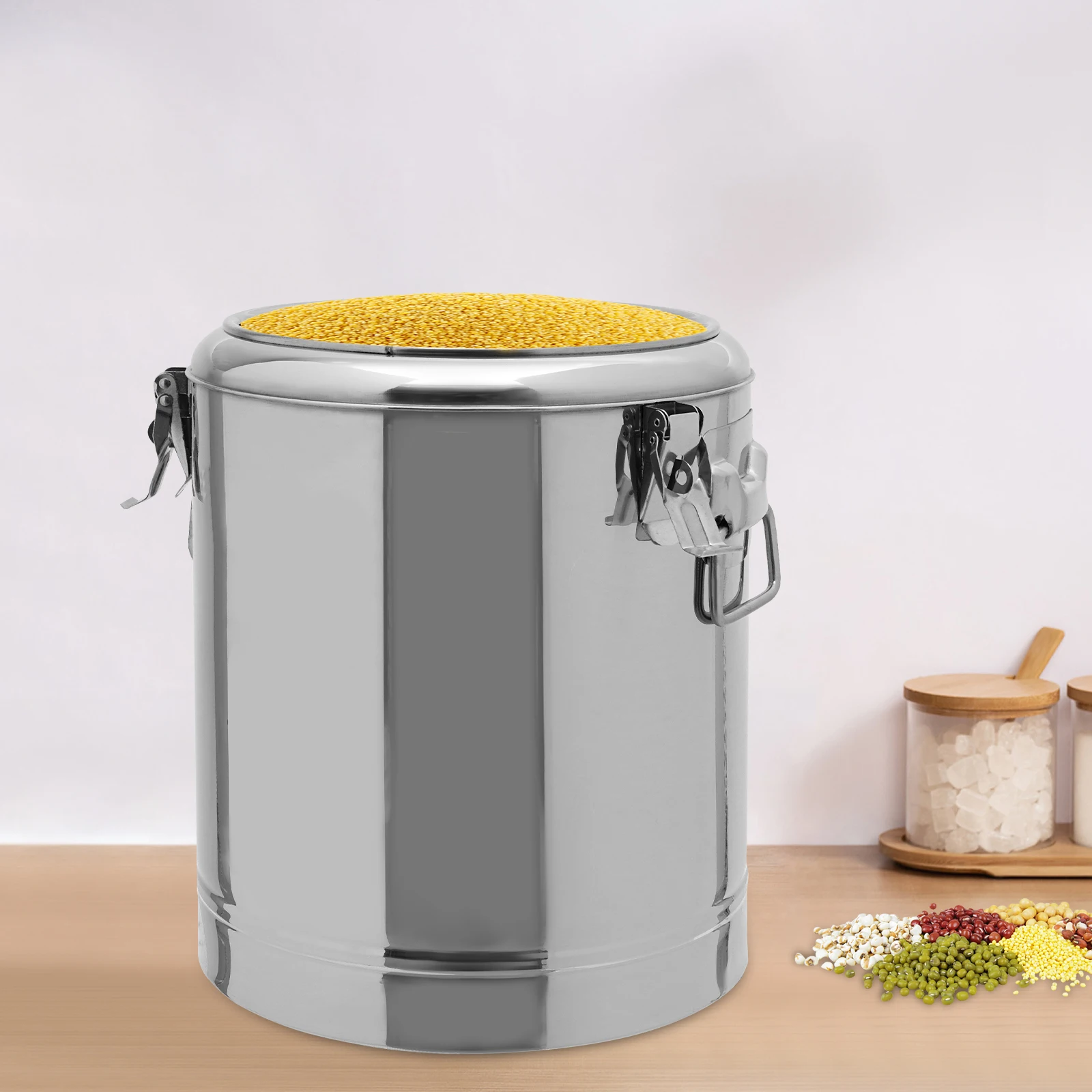 Silber 14 l 201 Edelstahl ohne Wasserhahn, isolierter Eimer, Speisenwärmer für Picknicks im Freien, Reisen, Cafés, um Safttee zu halten – Detail 2