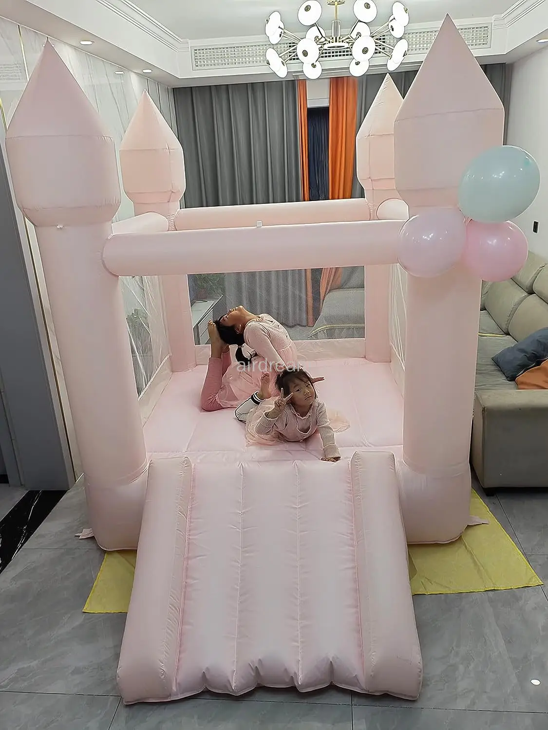 Small Inflatable Bounce House for Toddlers 1-3 Kids Pink Castle Party Theme Bounce House with Durable Safe Sewn Indoor Outdoor 3
