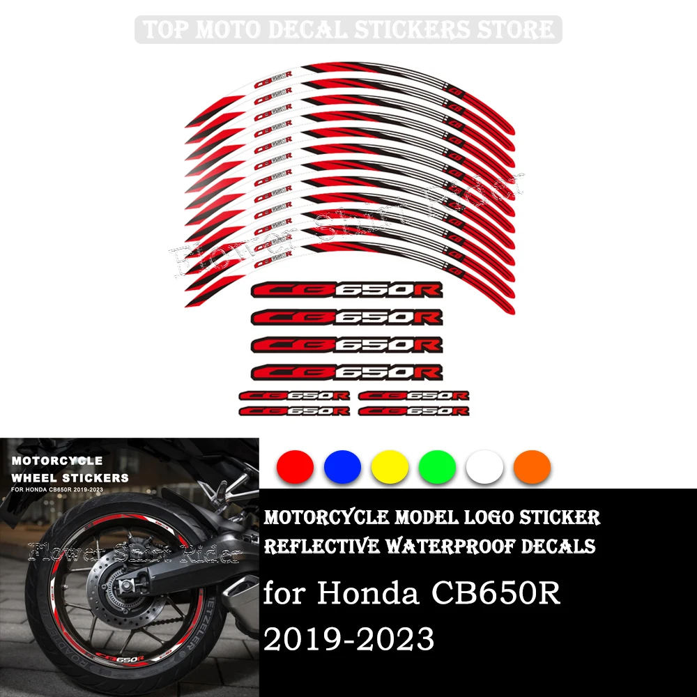 Motorcycle Wheel Sticker Waterproof Hub Decal Rim Stripe Tape 17 Inches For Honda CB650R Neo Sports Cafe Reflective Waterproof 3 pcs car hood stripe sticker sports decals car truck diy decal stripes vinyl sticker