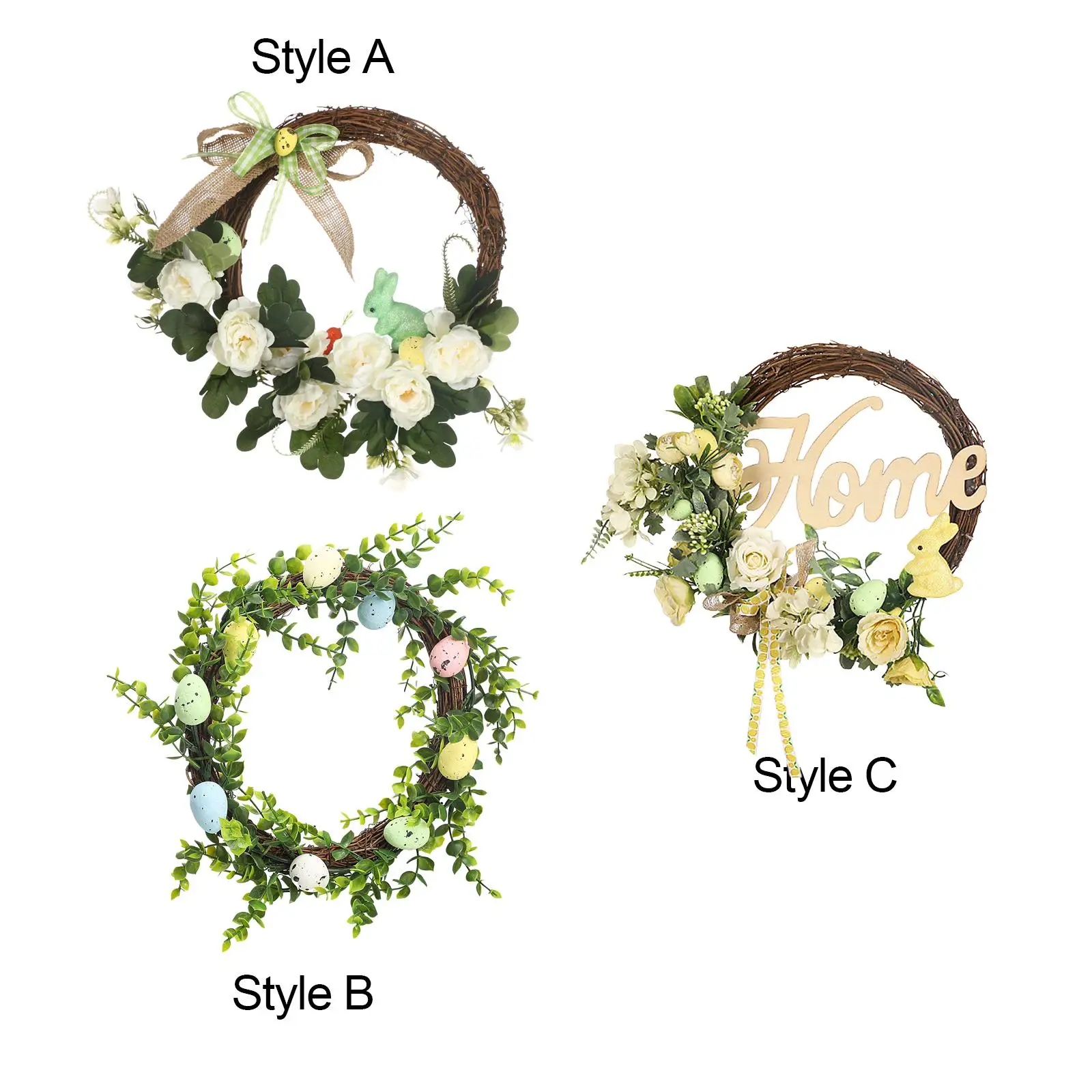 Easter Wreath Artificial Wreath Easter Decor Ornament Spring Wreath Hanging Wreath for Front Door Farmhouse Patio Celebration