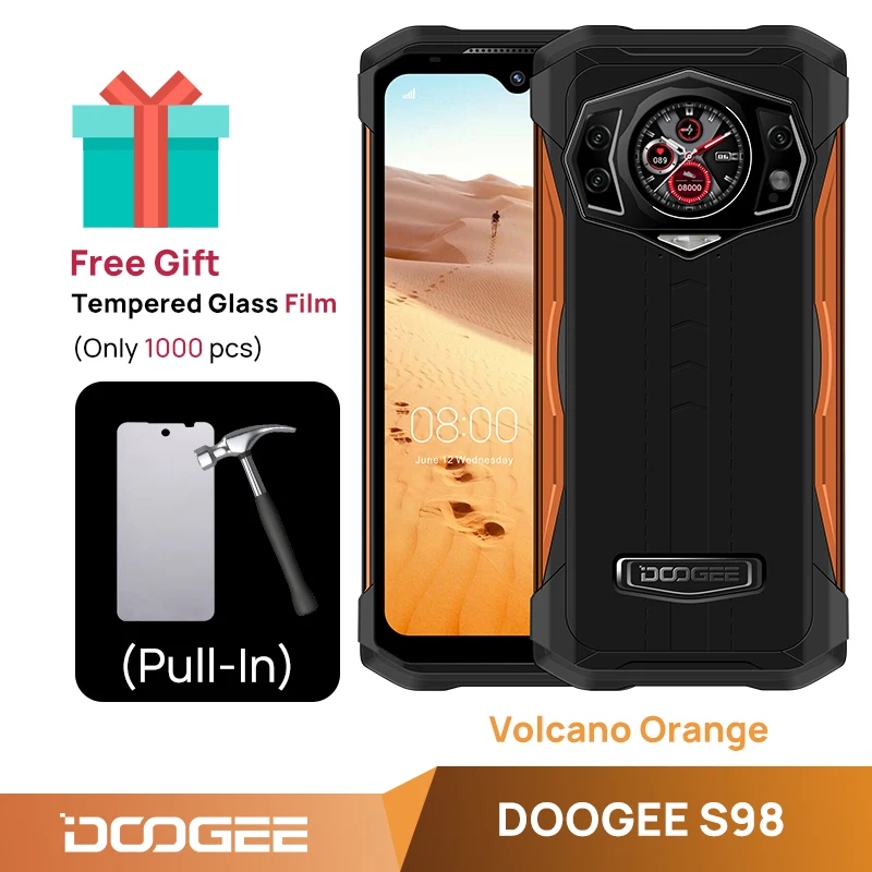 DOOGEE S98 Rugged Phone 8+256GB Android 12.0 6.3"LCD FHD Display Dial Rear Smartphone G96 Octa Core 64MP Camera 6000mAh Phone ram pc 8GB RAM