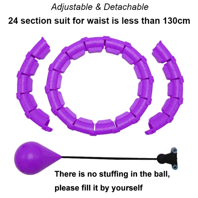 Adjustable Sport Hoops Abdominal Thin Waist Exercise Detachable Massage Hoops Fitness Equipment Gym Home Training Weight Loss Purple