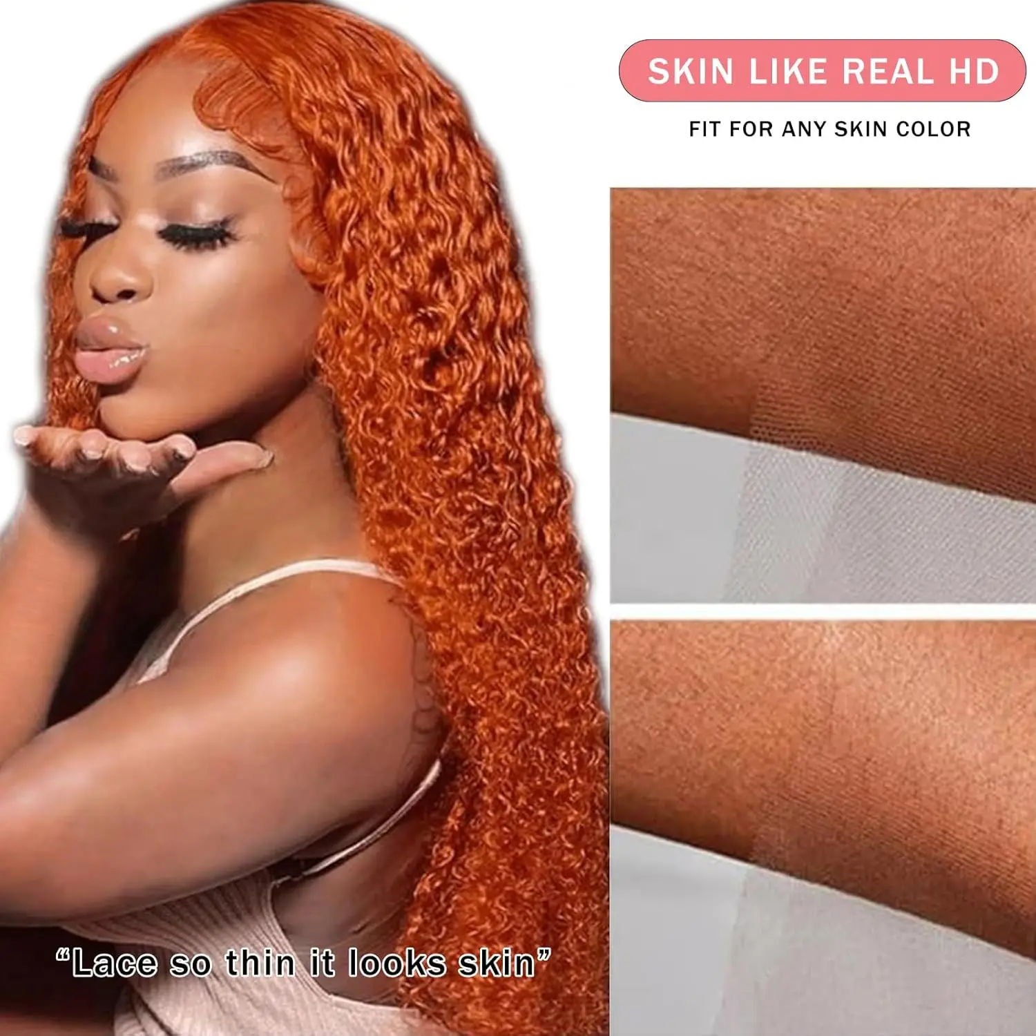 26 Inch Ginger Lace Front Wigs Human Hair Pre Plucked 13x4 Deep Wave Lace Frontal Wigs For Women Natural Hairline 250% Density