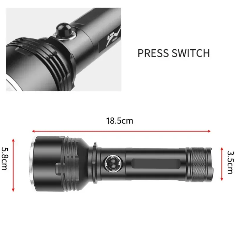 Description Picture 6 of itemSuper Bright Diving Flashlight XHP70 LED IPX8 Waterproof Professional Diving Light Powered By 26650 Battery with Hand Rope