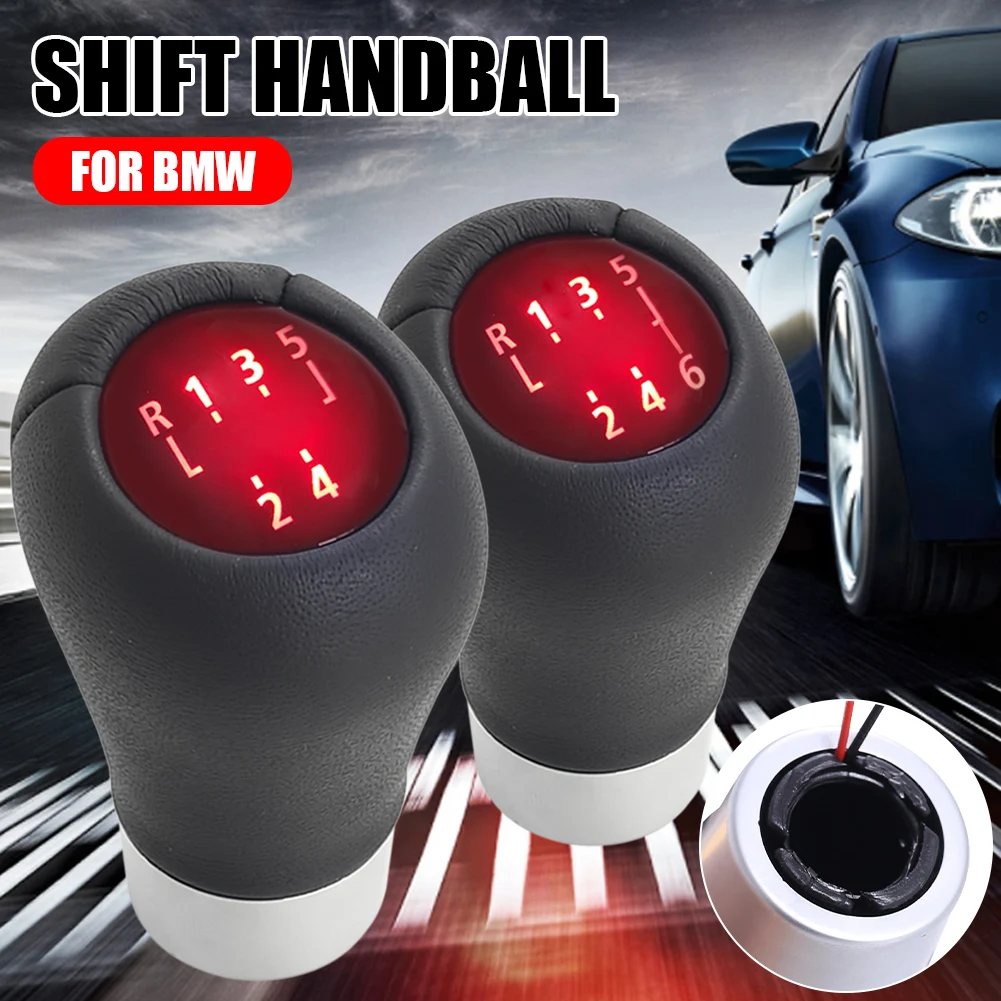 

5/6 Speed Car Gear Shift Knob Leather ABS Shift Stick Collars Handle Protector Replacement Gearbox Shift Knob Cover Case For BMW