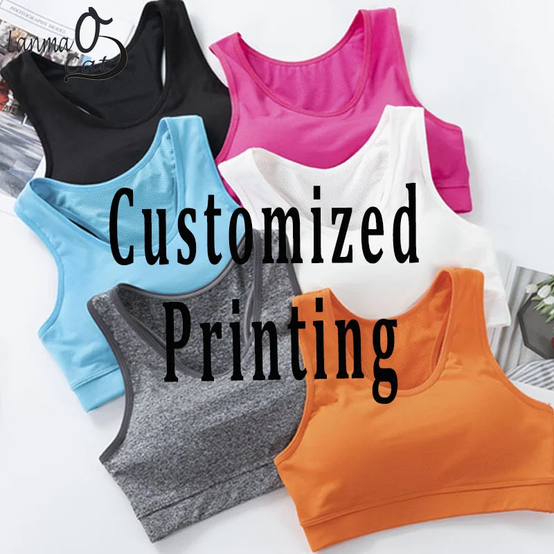 Yoga, Running, GYM Comfort Stretchy Sports Bra for Women with Removable Pad, Customized Logo/image/text printing available lulu fitness tank top women sports support sexy tight gym yoga vest buttery soft weightless with removable chest pad custom logo