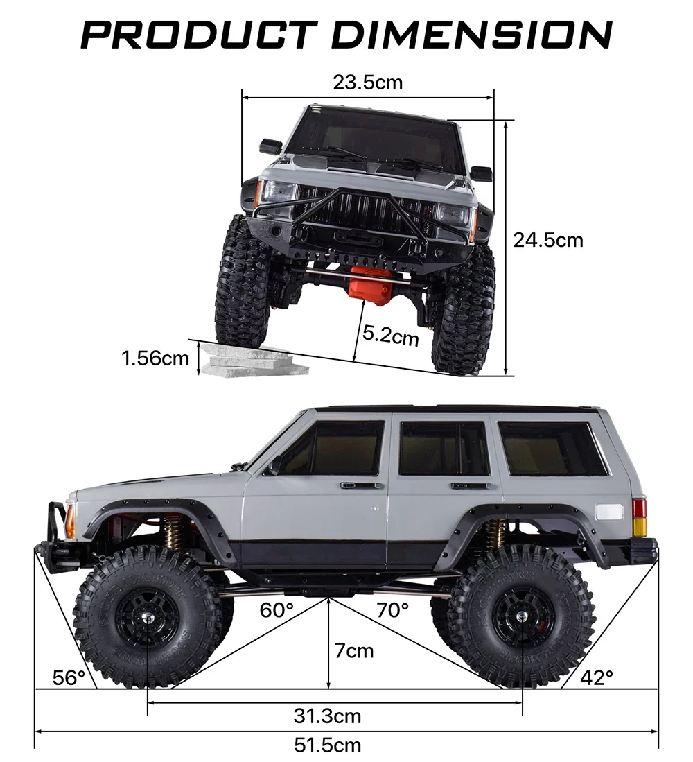 RC Crawler 1/10 6CH 60A ESC 25KG Metal Servos Remote Control Car 2.4G RTR Kids Toys 4x4 Off Road Crawler Rc Cars for Adults Gift 6