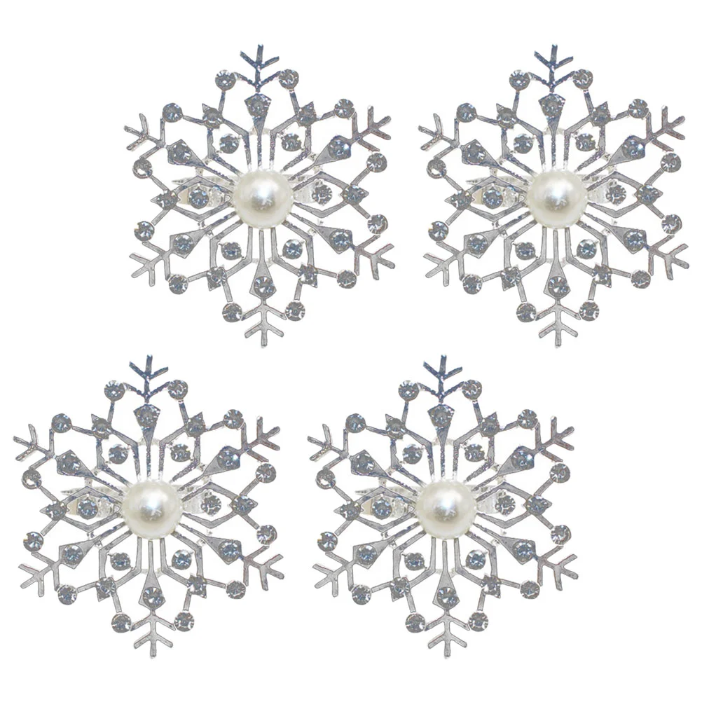 

Christmas Snowflake Napkin Ring Rings Holder Festival Creative Buckles Holders Pearl
