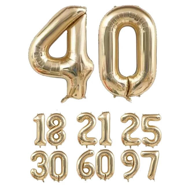 Ballons numériques en Mylar en feuille d'or Jumbo de 40 pouces, 1 pièce, décorations pour hommes et femmes, fournitures de fête d'anniversaire, mère 6