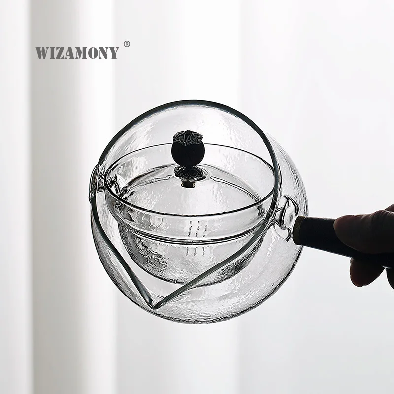 

WIZAMONY Heat Resistant Glass Chinese Gongfu Tea Set Portable Teapot Set 360 Rotation Pot Maker Infuser All in One Gift Bag