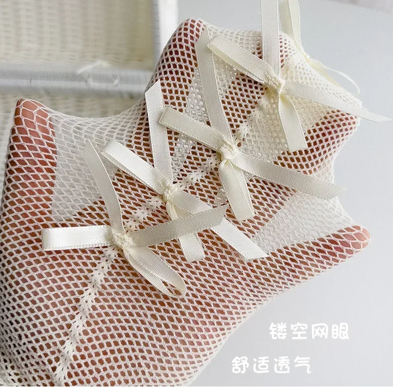 Korean Tights for Kids Girl Sweet Princess Bowknot Style Pantyhose for Children Thin Soft Breathable Fishnet Stocking Sock