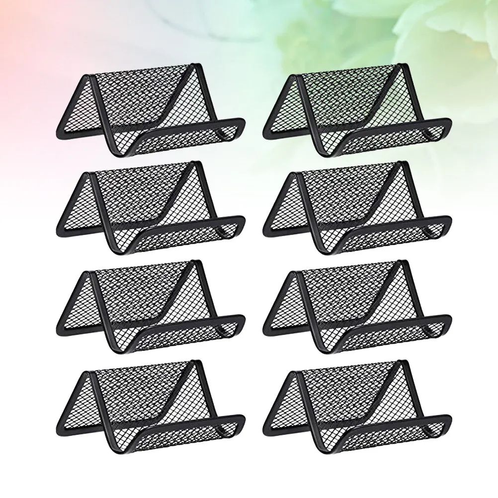 8Pcs 철 명함 홀더 금속 이름 정리함 비즈니스 케이스 데스크탑 사무실 홈 10.5x8x5.6cm 블랙 정리함