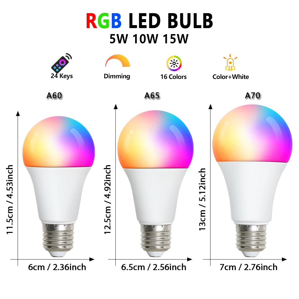 24 Key Remote Control Smart Lamp Atmosphere Light 16 Colors RGB Bulb LED Multicolor Bulb E27 220V Household Lighting Dimmable - Image 2