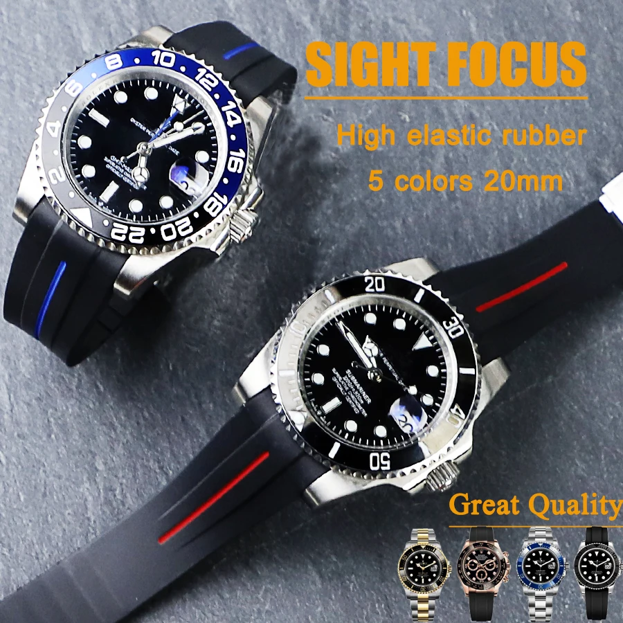Bracelet de montre à extrémité incurvée, 20mm, pour Rolex, Submariner GMT  Yacht Master Explorer, ceinture pour Seiko Tudor | AliExpress