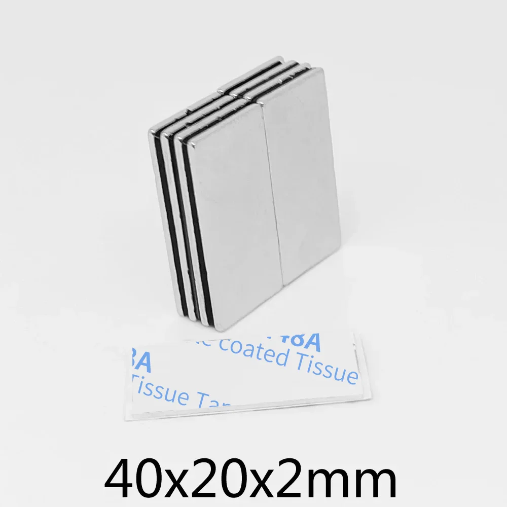 40x20x2mm 블록 강력 자석, 자가 접착식 40*20*2 롱 네오디뮴 자석 시트 40x20x2