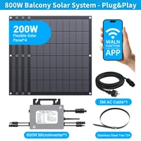Système solaire de balcon Plug&Play 800W avec micro-onduleur et 4 panneaux solaires flexibles de 200W, installation facile, tout en un, livré en carton 1